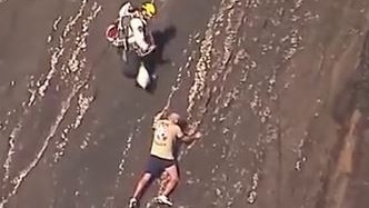 A man has been rescued off the side of Mt Beerwah in the Sunshine Coast hinterland on June 6. Picture: Channel 7 News