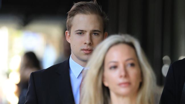 Former swim coach Kyle Daniels at the Downing Centre court with his mother Janine, an executive life coach. Picture: NCA NewsWire / Christian Gilles