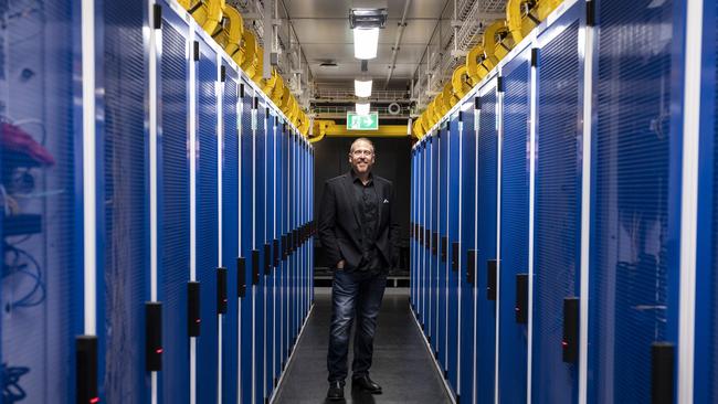 Craig Scroggie at his data centre at Fortitude Valley. Picture: Mark Cranitch.