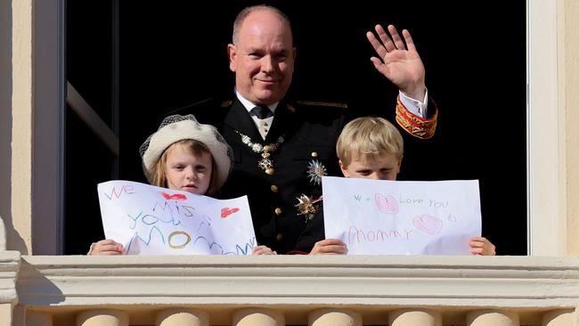 Prince Albert II of Monaco with his children, Princess Gabriella and Prince Jacques. Picture: Valery Hache/AFP