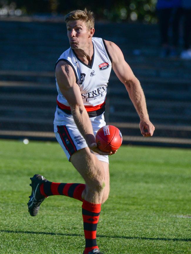 Michael Coad dominanted up forward on Saturday, kicking eight goals. Picture: AAP/ Brenton Edwards