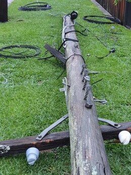 Storm damage to power lines has affected thousands of homes across Sydney. Picture: Ausgrid