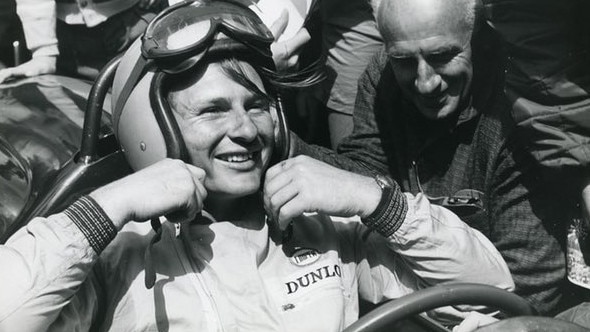 Bruce McLaren in a shot from the film McLaren