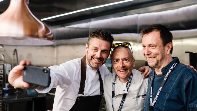 Jock Zonfrillo, Simon Bryant and visiting chef David Thompson at Tasting Australia. Picture: Supplied by SATC