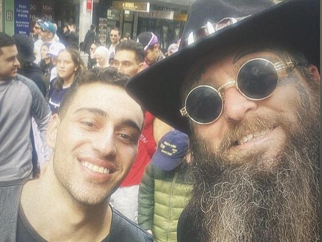 Wyoming gym owner Rhyss Keane poses with TikTok comedian Jon-Bernard Kairouz at the protest rally. Photo: Instagram.