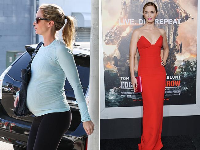 Stunning in scarlett, first time mum Emily Blunt gave birth to daughter Hazel Krasinski just four months ago and she looks healthier than ever as she attends the ‘Edge Of Tomorrow’ red carpet repeat fan premiere tour at AMC Loews Lincoln Square on May 28, 2014 in New York City. Picture: Splash/Getty