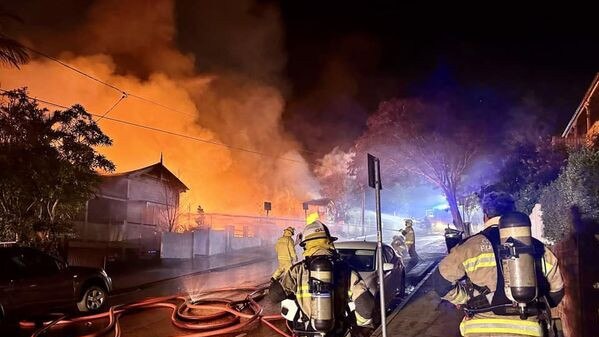 At least 35 firefighters worked to contain the blaze through the night. Picture: QAS via NCA NewsWire