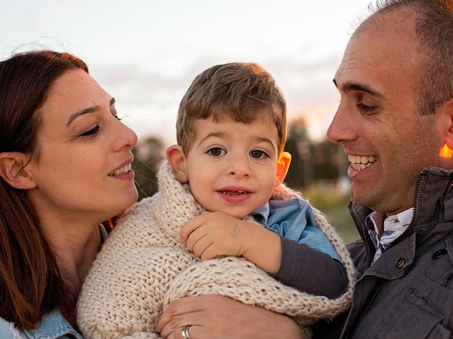 Sydney mum Angelina went through 8 IVF cycles before finally giving birth to her son Maximus now aged 3. Pictured with her husband Peter and son Max. Picture: Wonderlight Photography