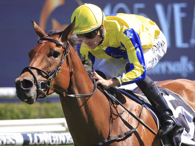 SYDNEY, AUSTRALIA - DECEMBER 12: Hugh Bowman on Snapdancer wins race 6 the Sydney Commercial Interiors Handicap during Sydney Racing at Royal Randwick on November 28, 2020 in Sydney, Australia. (Photo by Mark Evans/Getty Images)