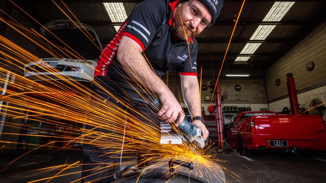 Mechanic hard at work. Picture: Jake Nowakowski