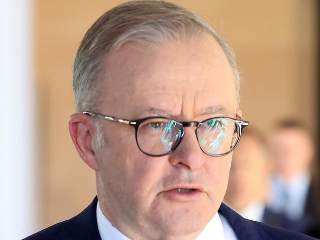 SYDNEY, AUSTRALIA - Newswire Photos - MAY 29 2023:  Prime Minister Anthony Albanese arrives during a State Memorial for the late artist Dr John Olsen AO OBE at the Art Gallery of NSW in Sydney, Monday, May 29, 2023. Picture: NCA NewsWire / pool / Jenny Evans