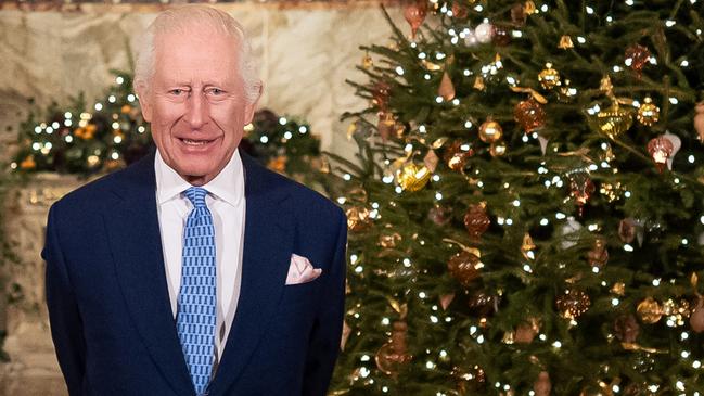 King Charles III records his Christmas message at the Fitzrovia Chapel in London. Picture: Aaron Chown/WPA Pool/Getty Images