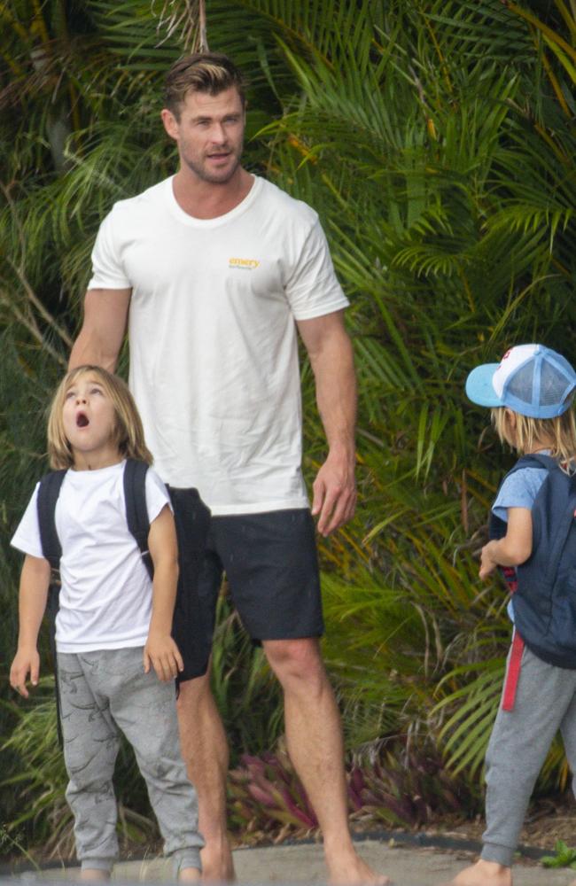 Chris Hemsworth has previously been spotted picking up his kids from school. Picture: Media Mode