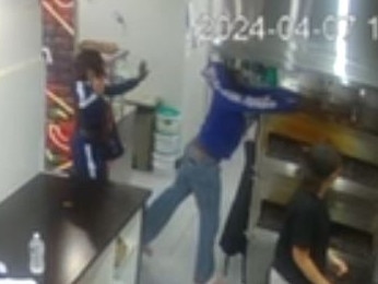 The owner of Arnolds Creek Pizzeria at Melton, in Melbourne's west claimed he would make food for a young pair of thieves who stole a customers order in exchange for  dish duties after publishing CCTV of the shameless act. Picture: Supplied