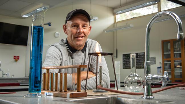 Science teacher Dave Newett is one of three new teachers at Grovedale College who are in an employment-based teaching program to bolster Geelong’s teachers. Picture: Brad Fleet