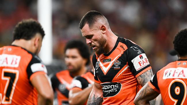 NRL 2023 RD05 Brisbane Broncos v Wests Tigers - David Klemmer, Dejection. Picture: NRL Photos