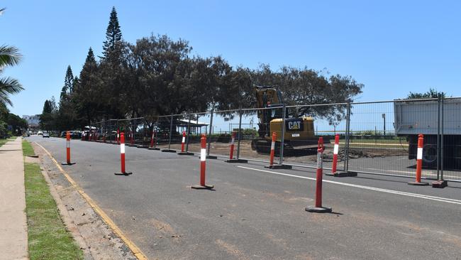 Works on the Bargara Esplanade saw one lane of traffic closed on Tuesday.