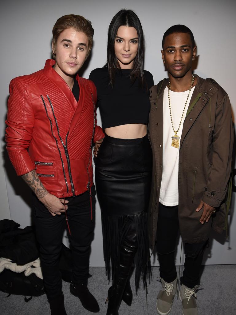 Justin Bieber, Kendall Jenner, and Big Sean pose backstage at the Adidas Originals x Kanye West YEEZY SEASON 1 fashion show during New York Fashion Week. Picture: Getty