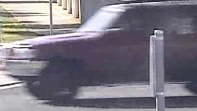 A maroon Nissan Patrol four-wheel-drive wagon, with black roof racks and a spare tyre on the rear door, seen in Diggers Rest on January 29, 2016. Picture: Victoria Police Source:Supplied