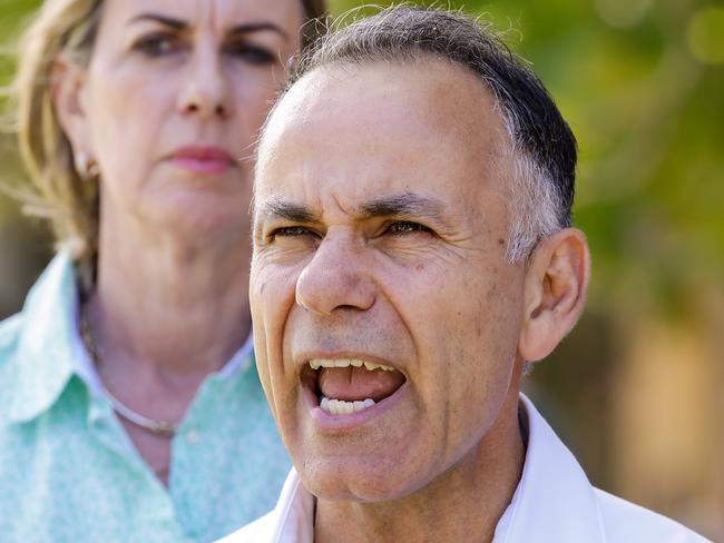 Victorian Liberal Party leader John Pesutto holds a press conference about the neo-Nazis who protested on the steps of Parliament House last night then fleeing the scene.Picture : Ian Currie