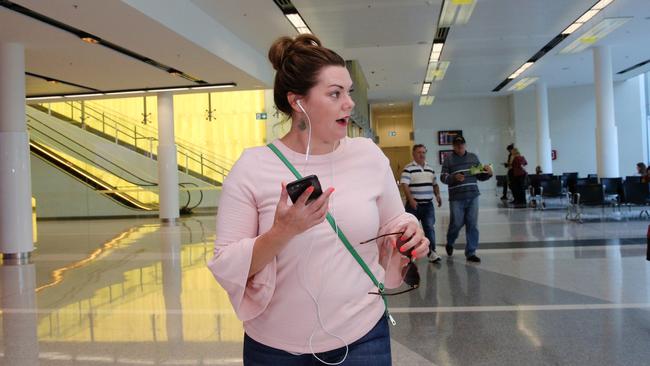 Sarah Hanson-Young at Canberra airport for the last week of Parliament of 2017. Picture: Gary Ramage