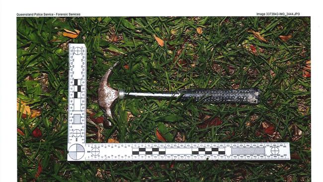 The hammer Andrew Cobby used to attack Kym Cobby was retested to analyse the DNA found on it. Picture: Supplied / QLD Police