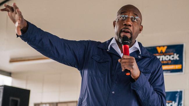 Democrat Raphael Warnock is challenging Republican senator Kelly Loeffler on Wednesday’s Georgia run-off election. Picture: AFP