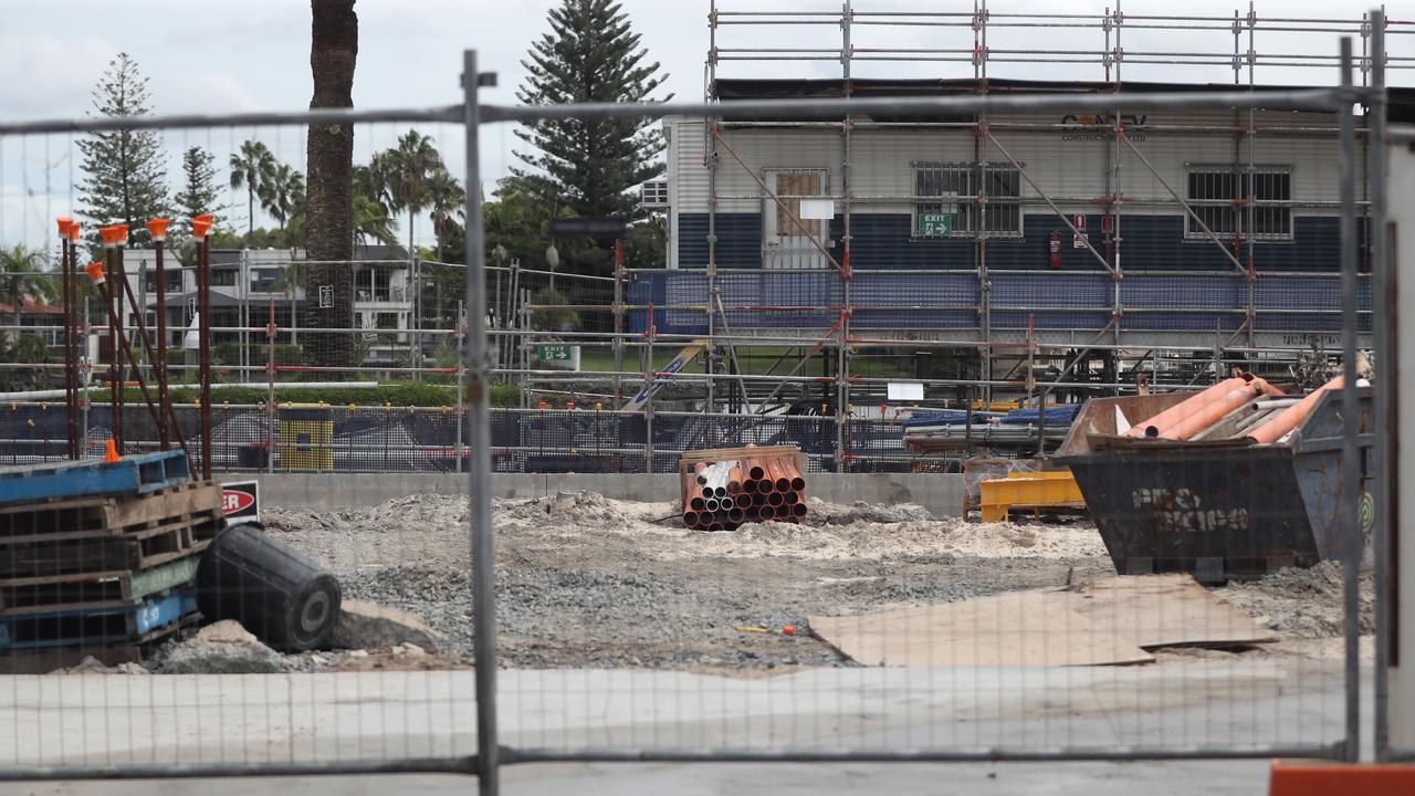 Even big builders have been impacted, like Condev, whose building site on the Gold Coast, was left empty after it went into liquidation. Picture: Nigel Hallett