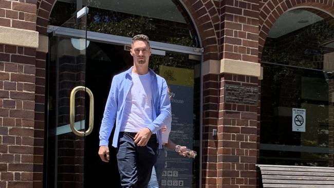 Louis Bernard Germain leaves Manly Local Court after a recent appearance on the drug supply and possession charges. Picture: Madelaine Wong