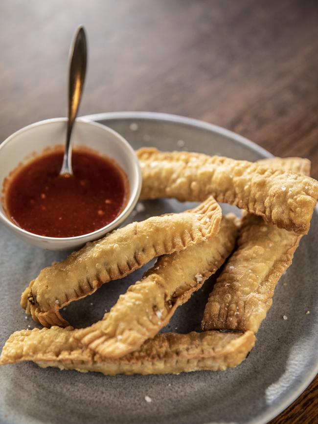 The delicious Pastels _ crispy cachaca pastries filled with zucchini and ricotta, available at Cygnet’s new Ilha restaurant: Picture: EDDIE SAFARIK