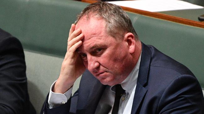 Surprisingly former deputy prime minister Barnaby Joyce wasn’t attacked by Kyle for sleeping with his staffer. (AAP Image/Mick Tsikas)