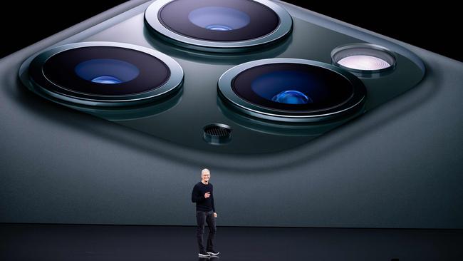 Apple CEO Tim Cook unveils the iPhone 11 models in Cupertino, California last week. Picture: AFP