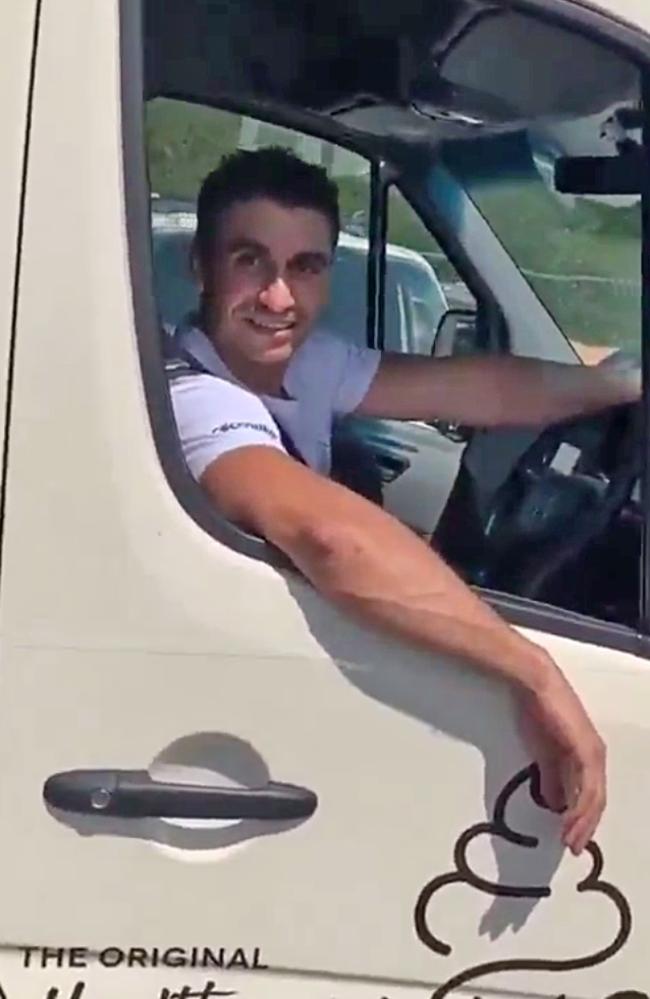 Former rugby league player Darcy Lussick confronted Josh Massoud after spotting the dumped journalist driving an ice cream truck. Picture: Darcy Lussick / Twitter