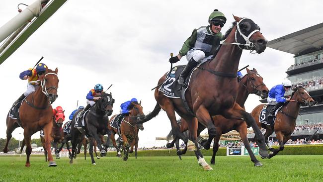 Jockey Glen Boss rides Yes Yes Yes to victory in the Everest at Randwick last month. Picture: AAP