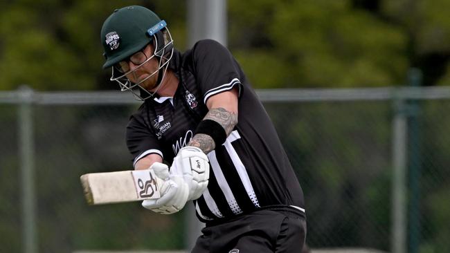 Chris Thewlis batting for Camberwell Magpies last Saturday. Picture: Andy Brownbill