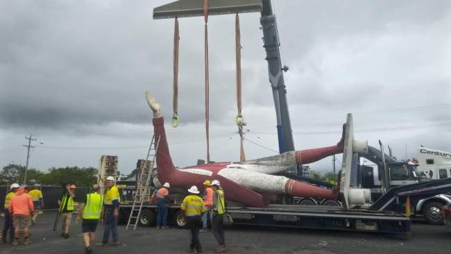 Cairns' most controversial tourist attraction has been moved on Tuesday by its new owner who bought it for a dollar. Picture: Cairns Police.