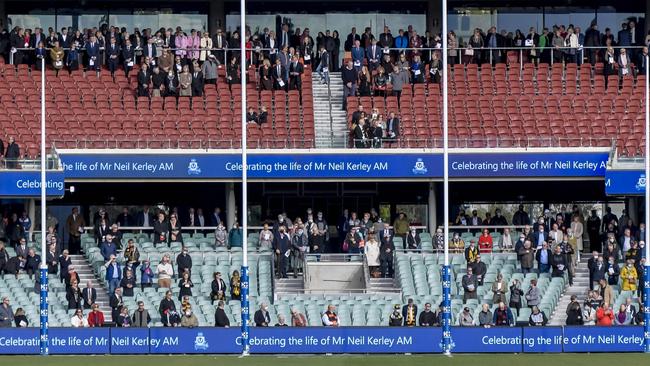 Family and friends gather to farewell Neil Kerley at Adelaide Oval. Picture: NCA NewsWire / Roy VanDerVegt