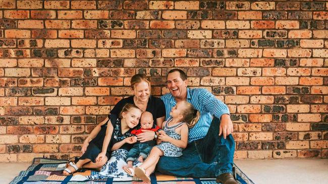 FAMILY LOVE: Ten-month-old Tommy Johnston has a terminal disease called Niemann-Pick Type C and his family wants to raise awareness. He is pictured with parents Pip and Paul Johnston and sisters Jess and Annabel in Tenterfield.