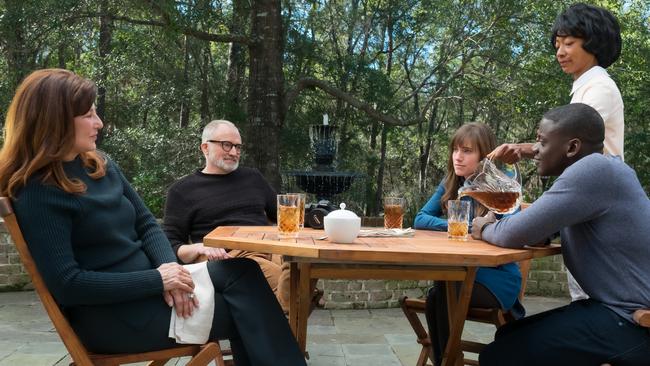 Catherine Keener, Bradley Whitford, Allison Williams, Betty Gabriel and Daniel Kaluuya in Get Out.