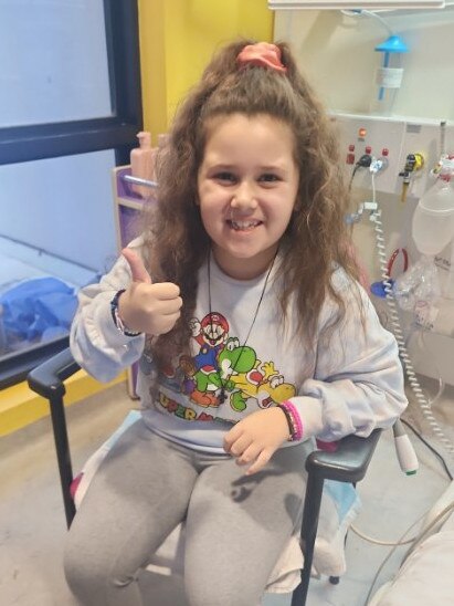 Debbie Issi’s daughter Alexia at the children’s hospital in Randwick.