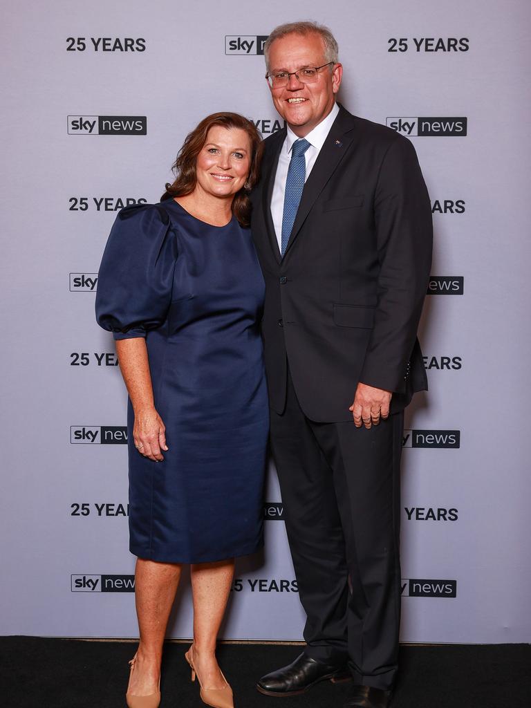 Jenny and Scott Morrison at the Sky News 25th Anniversary celebration, at Bennelong Restaurant. Picture: Justin Lloyd.