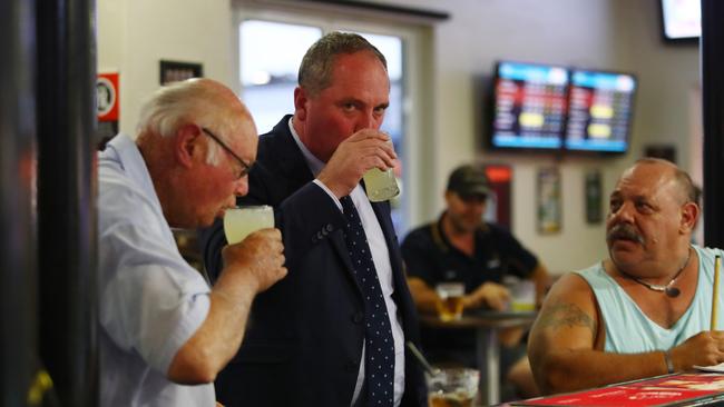 Barnaby Joyce enjoying a soft drink at The Royal Armidale after the Nationals Party NSW branch general meeting in Armidale last night. Picture: Hollie Adams