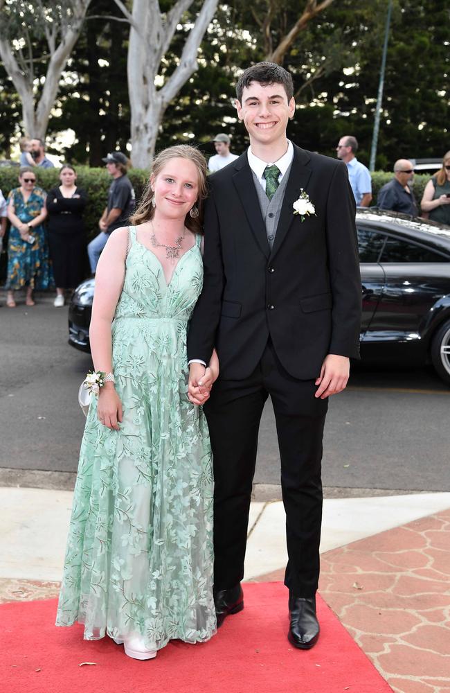 Zoey Twidle and Bronson Wood at Centenary Heights State High School formal. Picture; Patrick Woods.