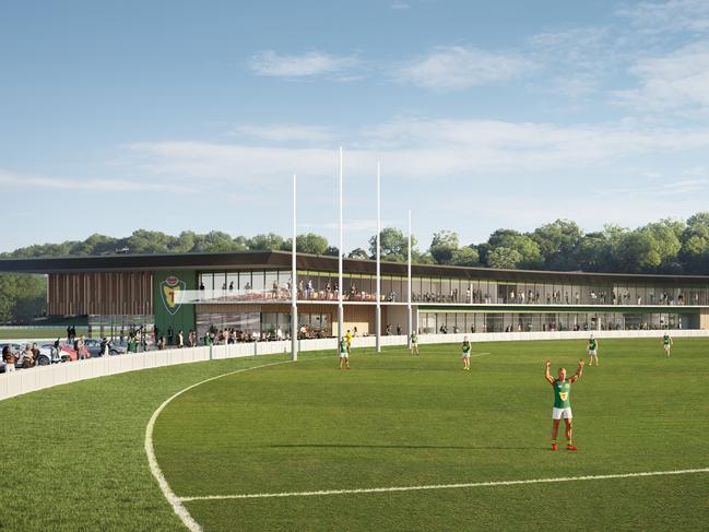 EMBARGOED FOR PRINT/ONLINE TILL 22/12/23Rosny Parklands site as Tasmanian AFL teams' home.  Indicative renders of the site.  Picture: Tasmanian Government