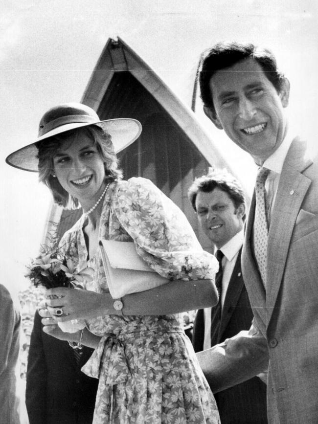 Charles & Diana, Prince and Princess of Wales at Sydney Opera House during their 1983 Royal Tour of Australia. Picture: News Limited.
