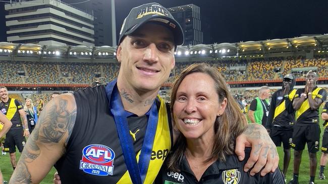 Sport psychologist Emma Murray with Dustin Martin.