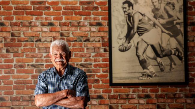 Legend Sonny Morey at Central Districts Oval in the lounge area named after him. Picture: Russell Millard