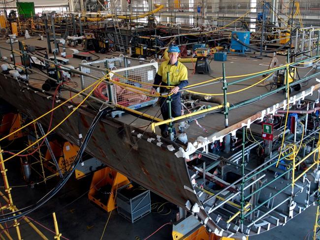 Apprentice Matthew Davidson working on the new F100 Air Warfare Destroyers being built at ASC. 