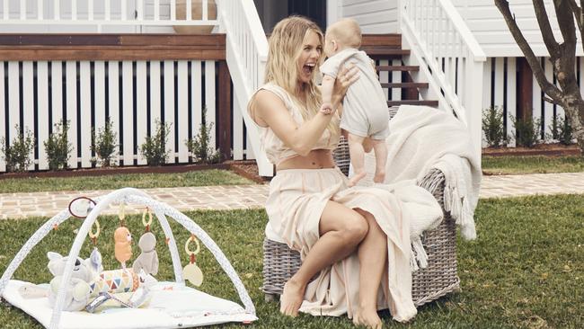 “I’ll just do anything to keep Sunny happy,” says new mum and social media influencer Elyse Knowles. Picture: Supplied