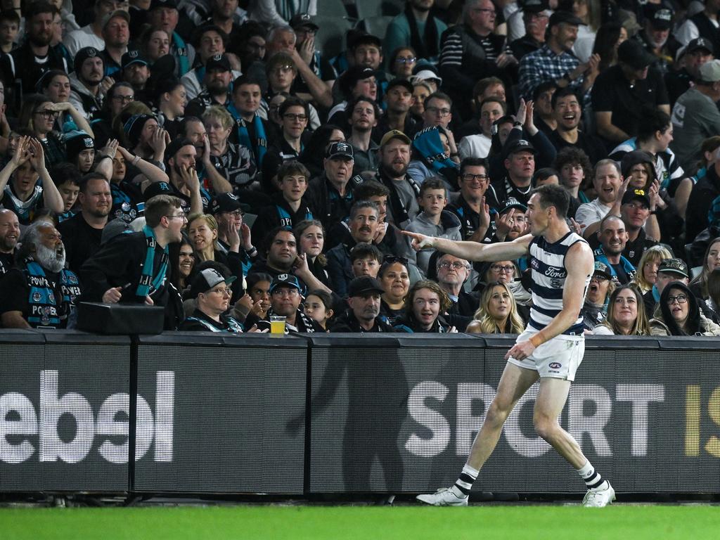 Cameron let’s the fans know after his second goal. Picture: Mark Brake/Getty Images